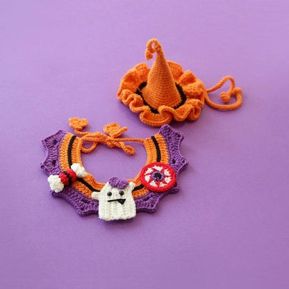 Halloween Cat Collar Handmade Hats Pumpkin Costume