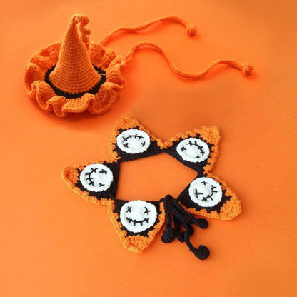 Halloween Cat Collar Handmade Hats Pumpkin Costume