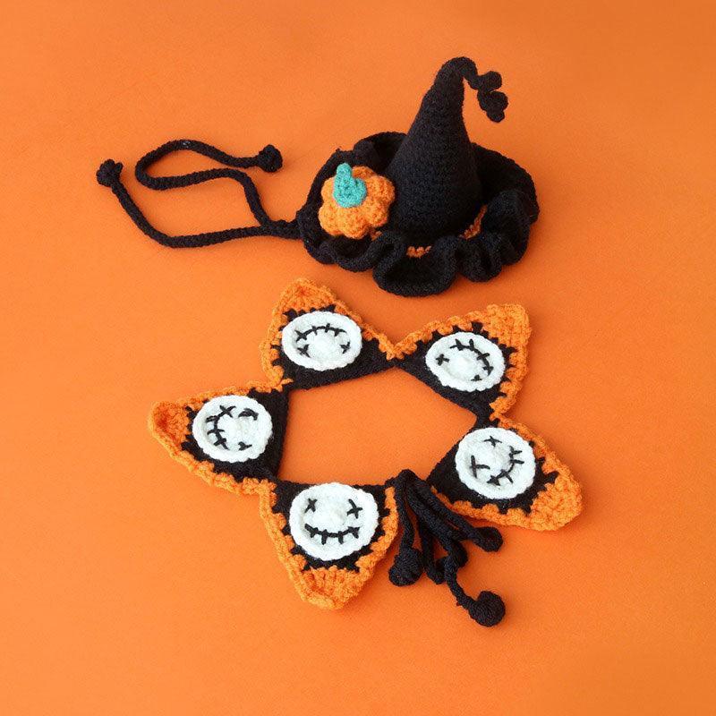 Halloween Cat Collar Handmade Hats Pumpkin Costume - MEWCATS
