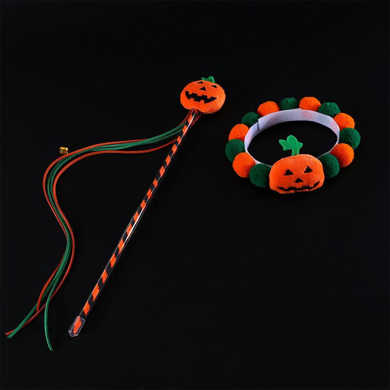 Halloween Pumpkin Set Cat Stick Sound Toy Collar