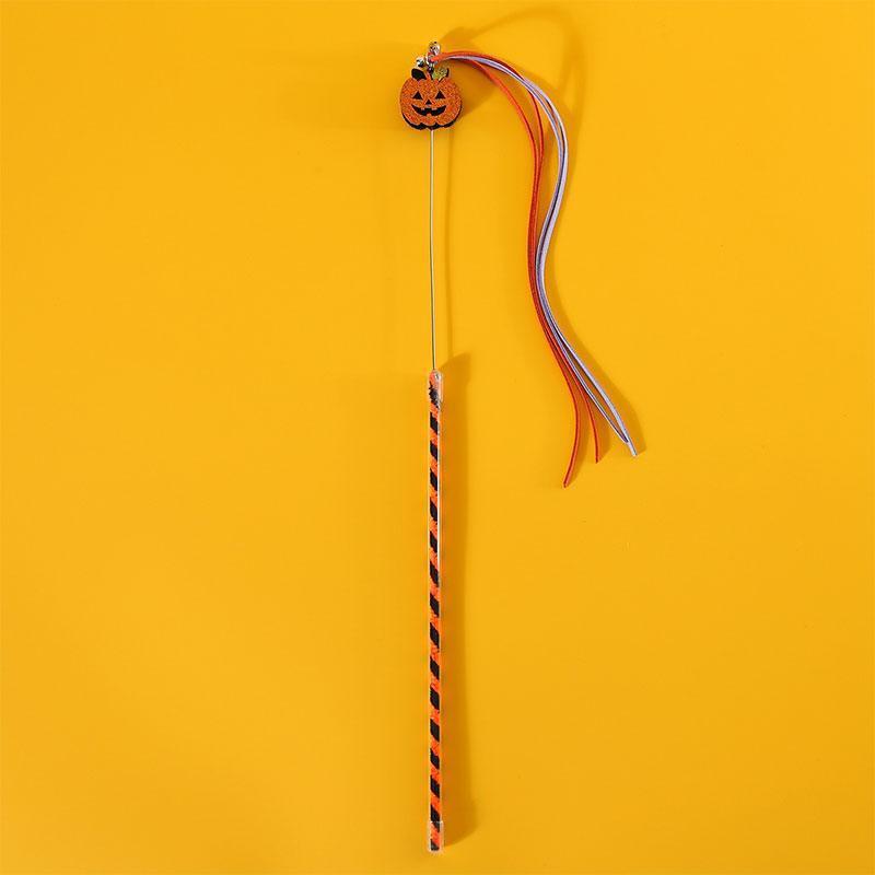 Halloween Pumpkin Tassel Cat Wand Toy Interactive Stick