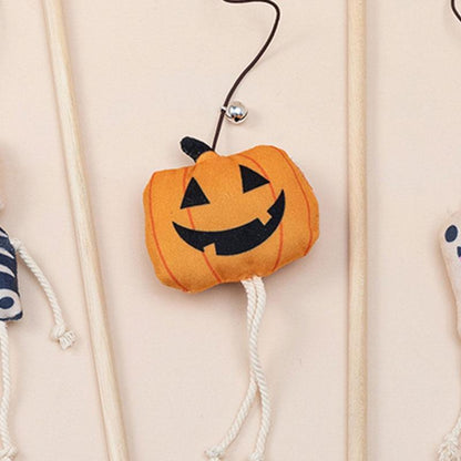 Hallowmas Interactive Cat Toys Stick Funny Skeleton Ghost with Bell Cat Wand