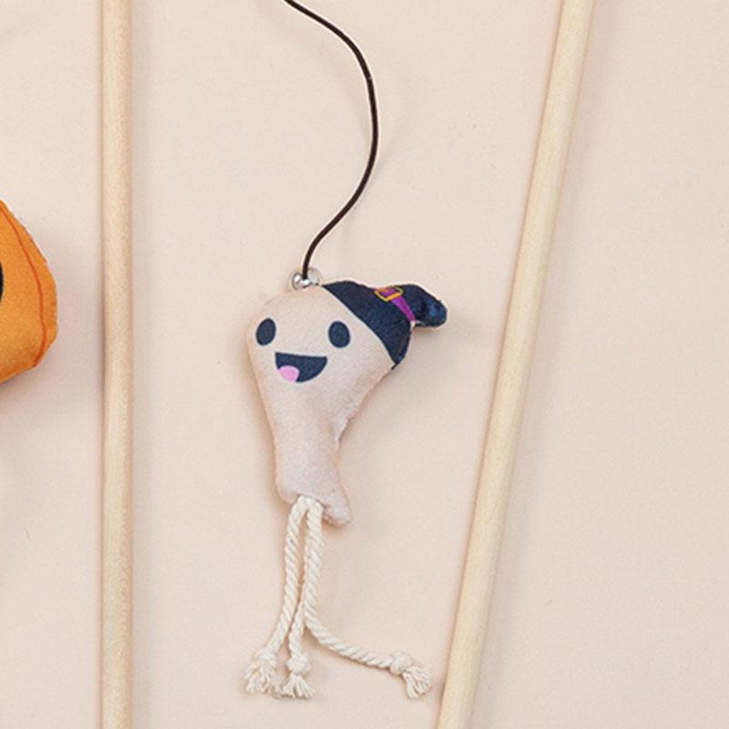 Hallowmas Interactive Cat Toys Stick Funny Skeleton Ghost with Bell Cat Wand
