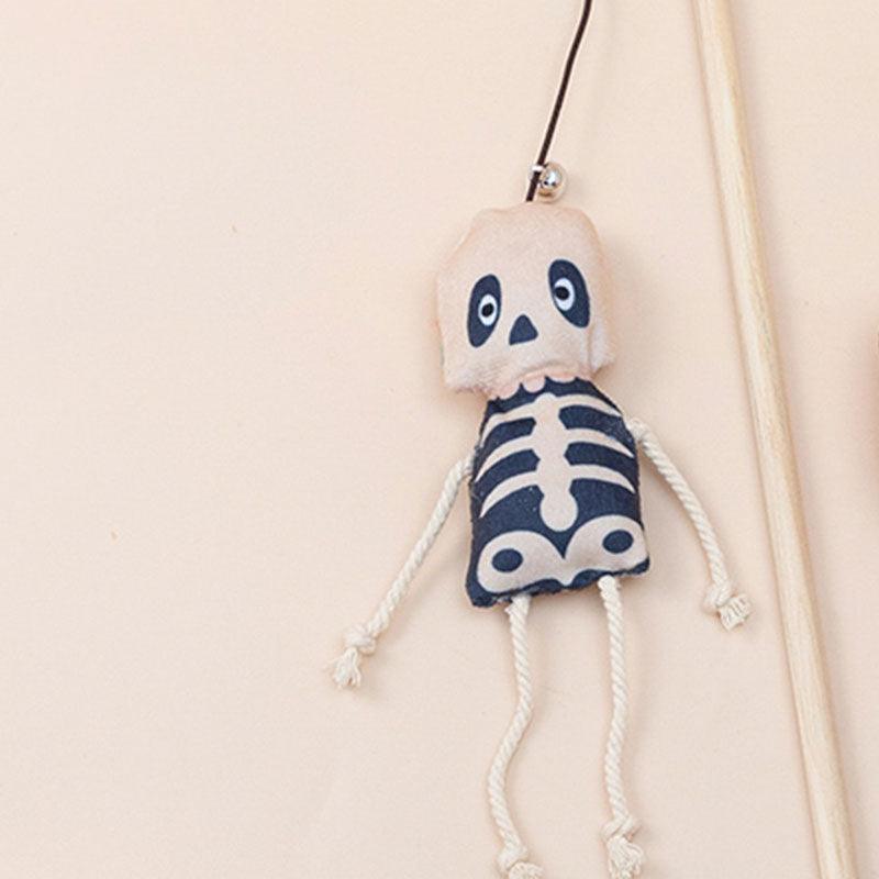 Hallowmas Interactive Cat Toys Stick Funny Skeleton Ghost with Bell Cat Wand