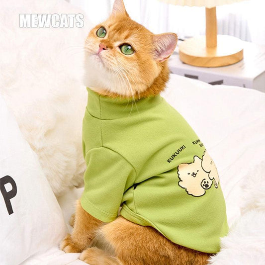 High Neck Cat Clothes 5 Color Warm Sweatshirt