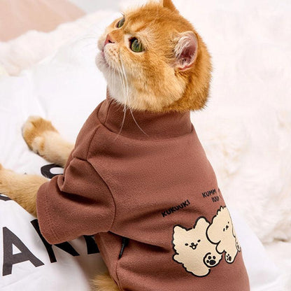 High Neck Cat Clothes 5 Color Warm Sweatshirt - MEWCATS