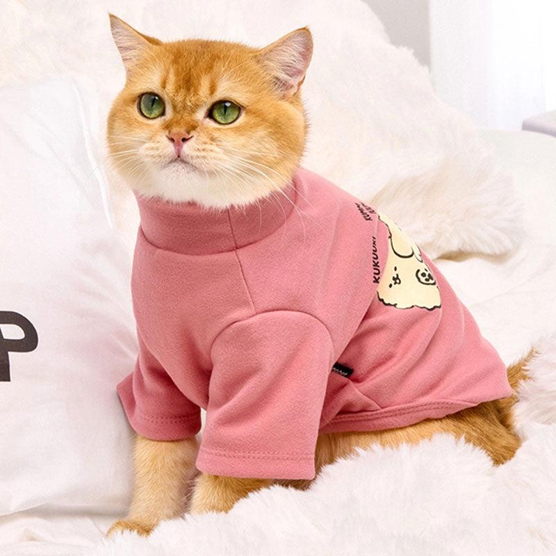 High Neck Cat Clothes 5 Color Warm Sweatshirt