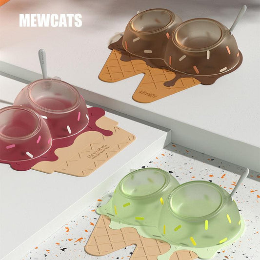 Ice Cream Cat Food Water Bowl Dishes Placemat