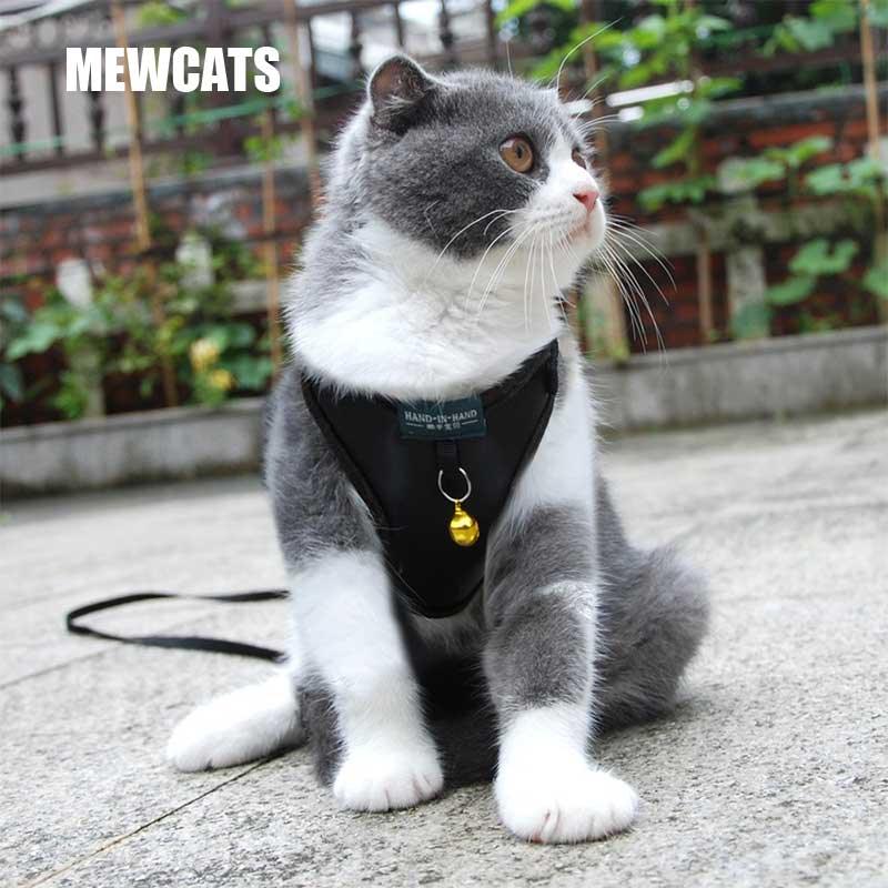 Cat Harness Vest Leash Imitation Leather 7 Color Pet Adjustable Harness Cat Lead