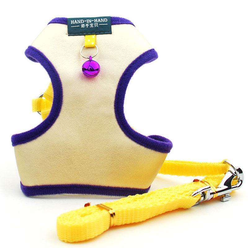 Cat Harness Vest Leash Imitation Leather Golden Pet Adjustable Harness