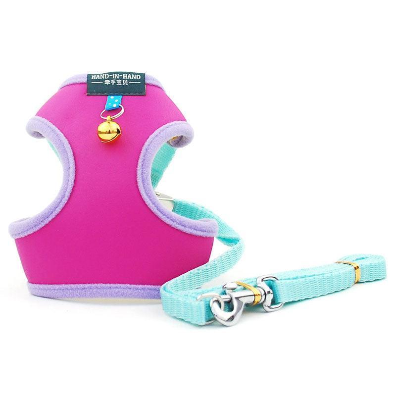 Cat Harness Vest Leash Imitation Leather Rose Pet Adjustable Harness