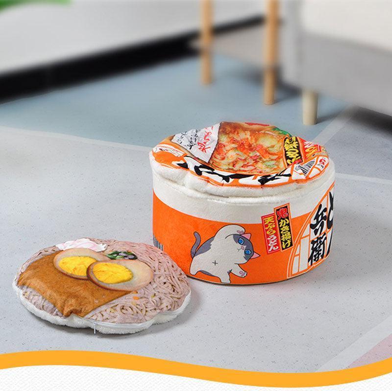 Instant Noodle Shape Cat Bed House Detachable Cushion Cute Orange Pet Nest