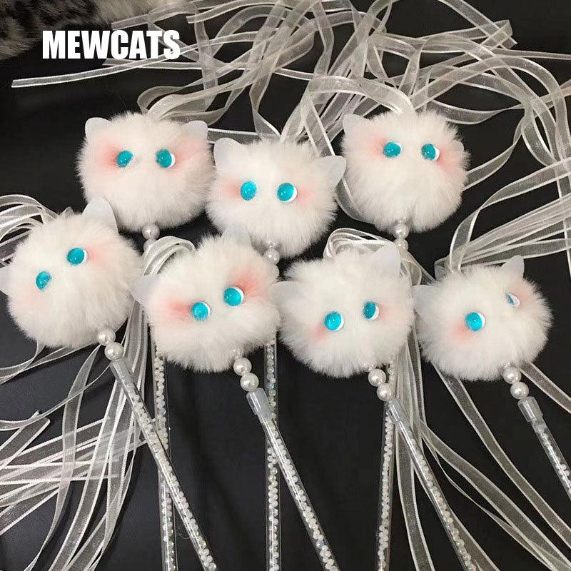 Interactive Cat Toys Plush Tassel Bell 4 Color Kitty Stick Toys - MEWCATS