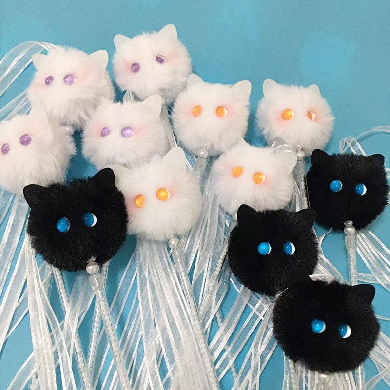 Interactive Cat Toys Plush Tassel Bell 4 Color Kitty Stick Toys - MEWCATS