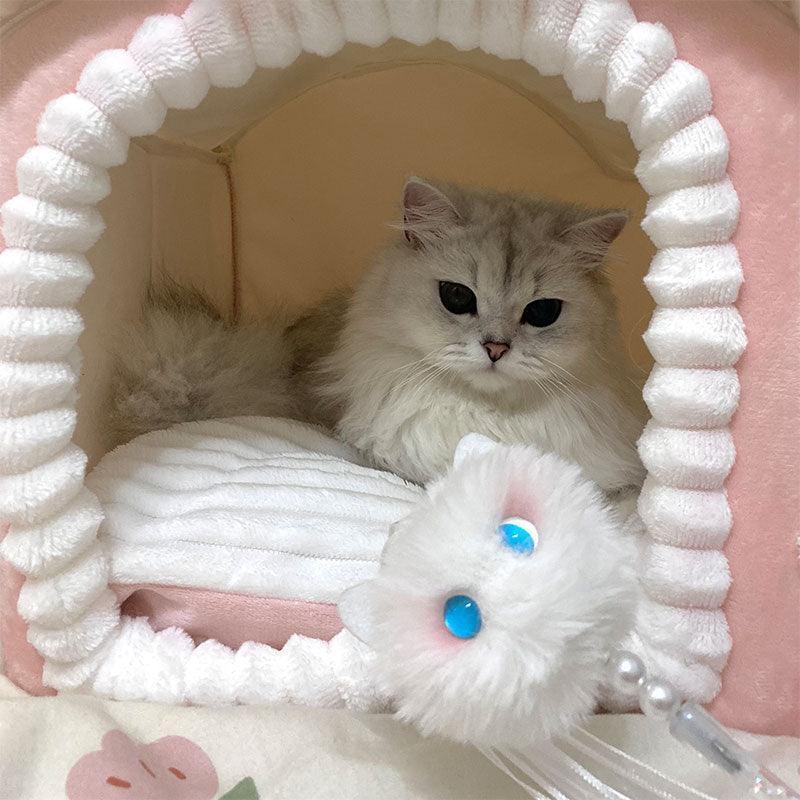 Interactive Cat Toys Plush Tassel Bell Color Kitty Stick Toys