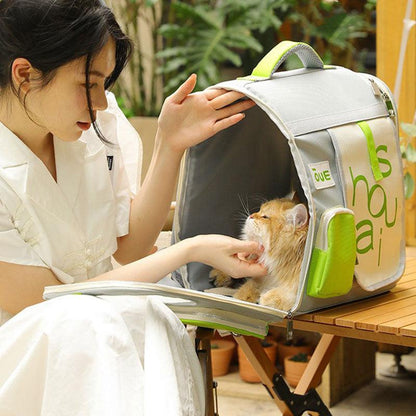 Japanese Style Breathable Cat Carrying Backpack 2 Color Cat Bag