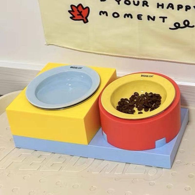Jenga Cat Food Water Bowl Ceramic Dishes