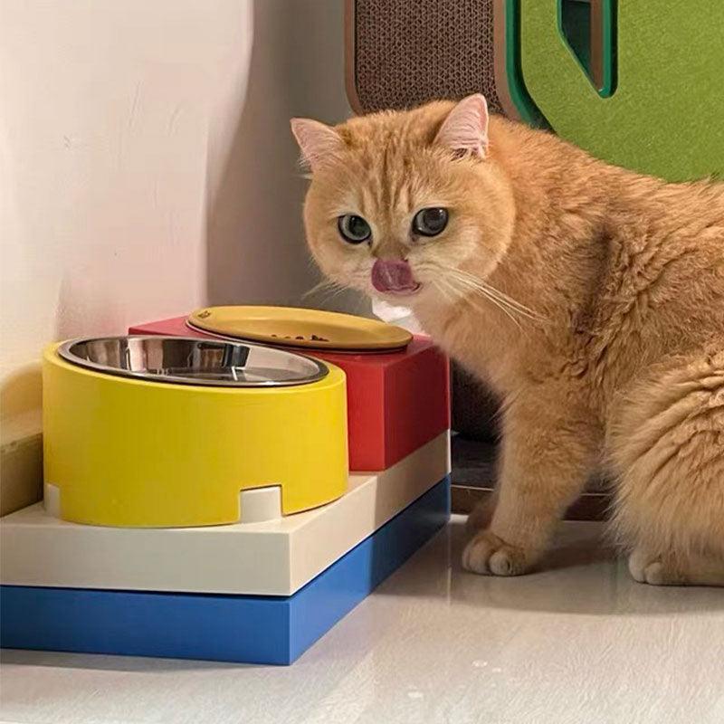 Jenga Cat Food Water Bowl Ceramic Dishes