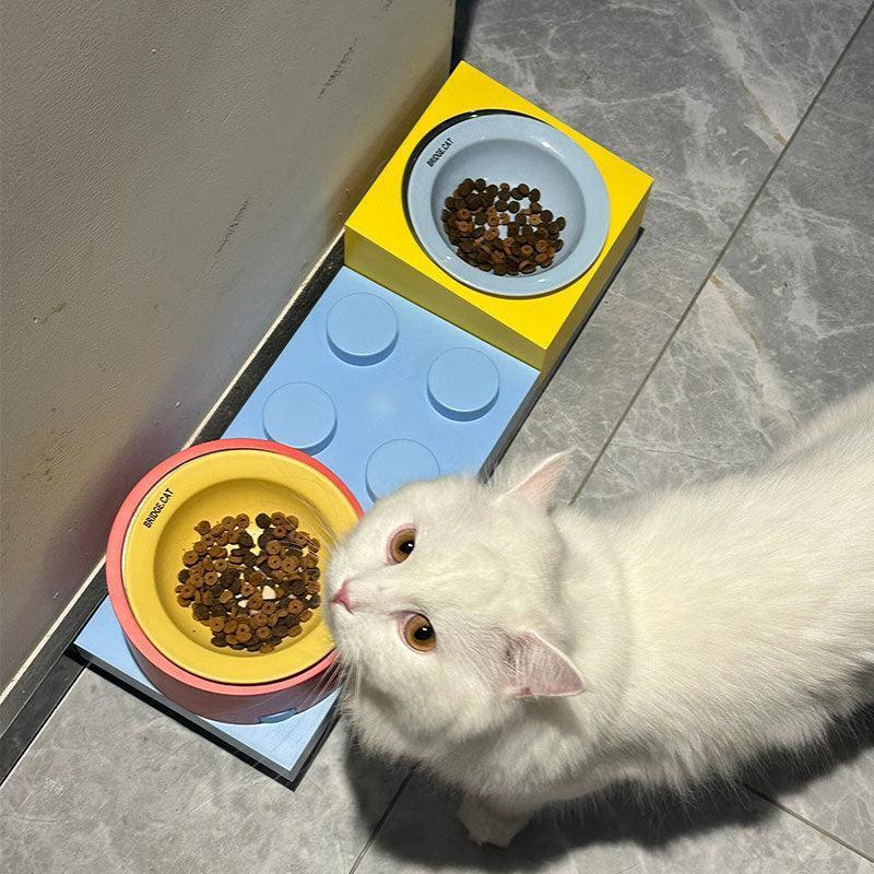 Jenga Cat Food Water Bowl Ceramic Dishes