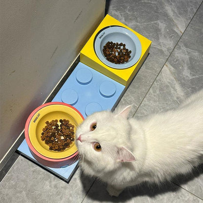 Jenga Cat Food Water Bowl Ceramic Dishes