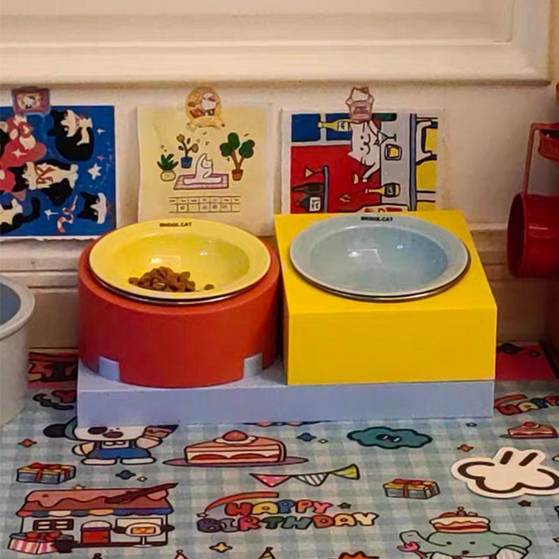 Jenga Cat Food Water Bowl Ceramic Dishes