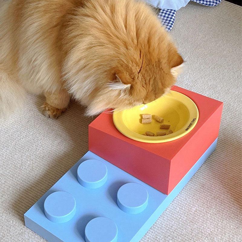 Jenga Cat Food Water Bowl Ceramic Dishes