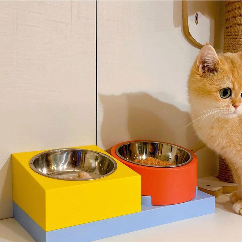 Jenga Cat Food Water Bowl Ceramic Dishes