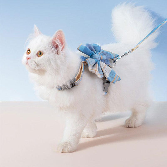 Cat Harness Cute Bow 3 Color Escape Proof Leash