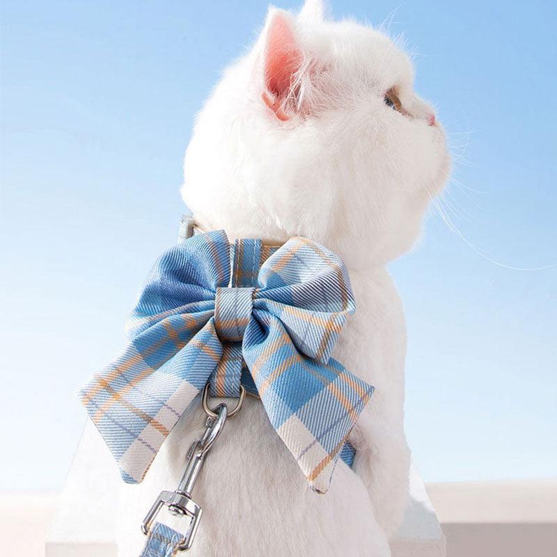 JK Bow Tie Cat Harness 3 Color Escape Proof Leash - MEWCATS