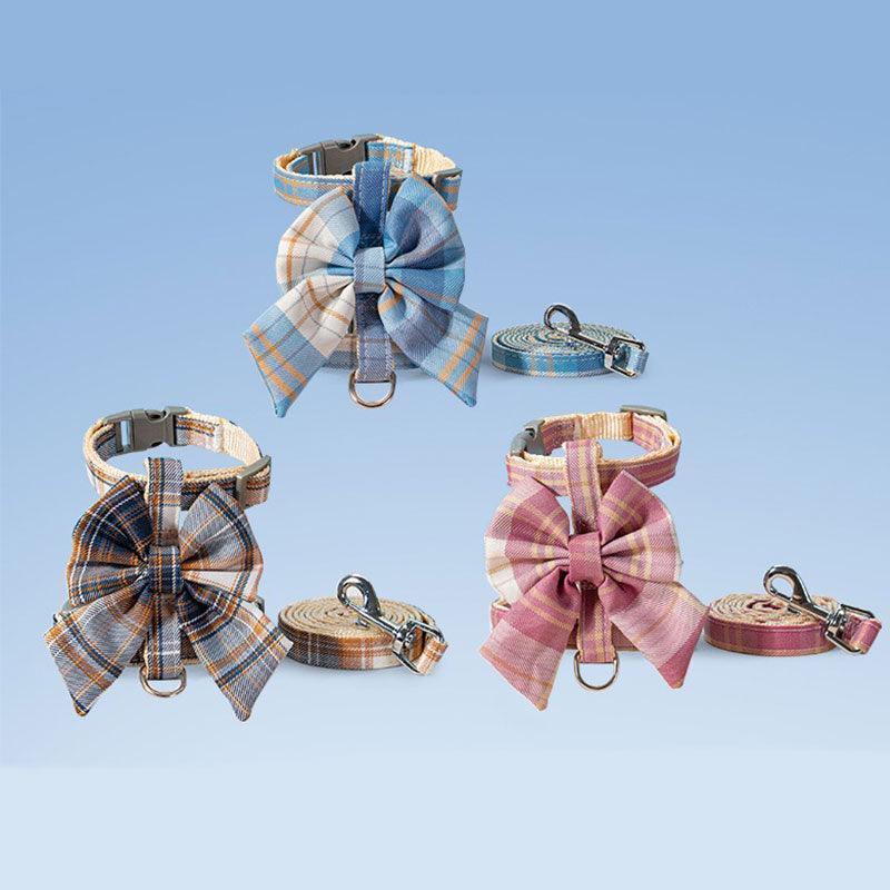 JK Bow Tie Cat Harness 3 Color Escape Proof Leash - MEWCATS