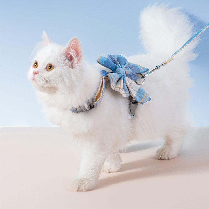 JK Bow Tie Cat Harness 3 Color Escape Proof Leash - MEWCATS