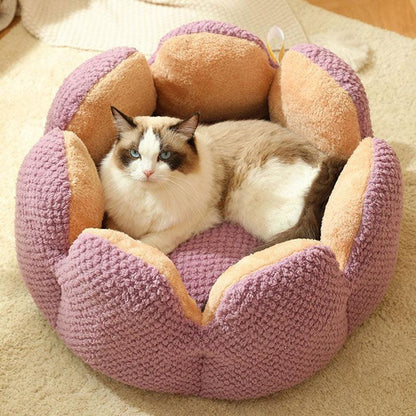 Cat Bed Super Soft Kennel Flower Cat Nest Washable Purple Cat Cushion House