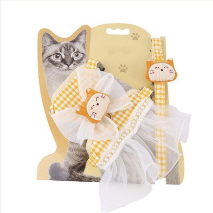 Lace Skirt Cat harness Leash Set 3 Color Escape Proof Vest - MEWCATS