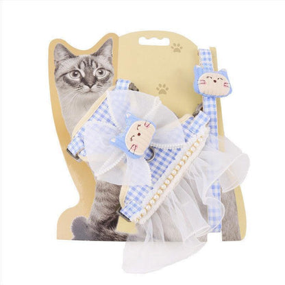 Lace Skirt Cat harness Leash Set 3 Color Escape Proof Vest - MEWCATS