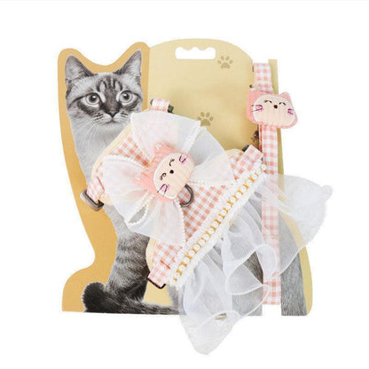 Lace Skirt Cat harness Leash Set 3 Color Escape Proof Vest - MEWCATS