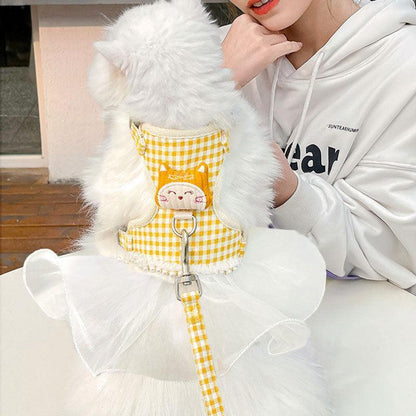 Cat harness Skirt Leash Set 3 Color Escape Proof Vest