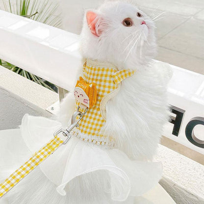 Cat harness Skirt Leash Set 3 Color Escape Proof Vest