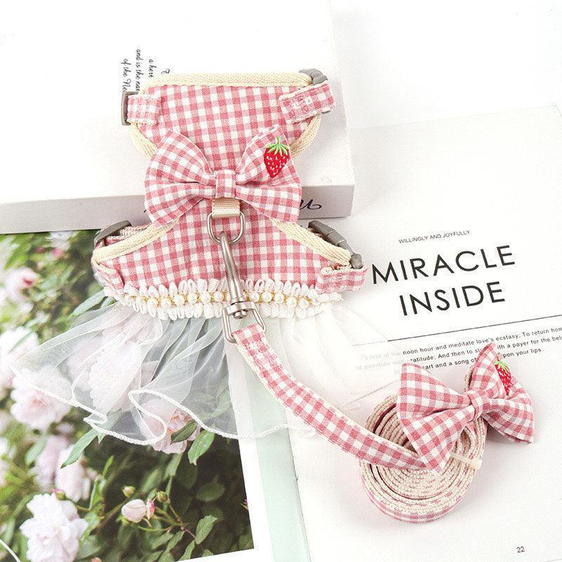 Lace Skirt Cat harness Leash Set 3 Color Escape Proof Vest - MEWCATS
