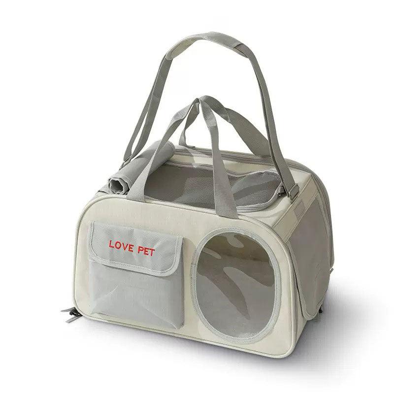 Large Cat Carrier Bag Breathable Portable Oxford Foldable Tote Grey Pet Handbag