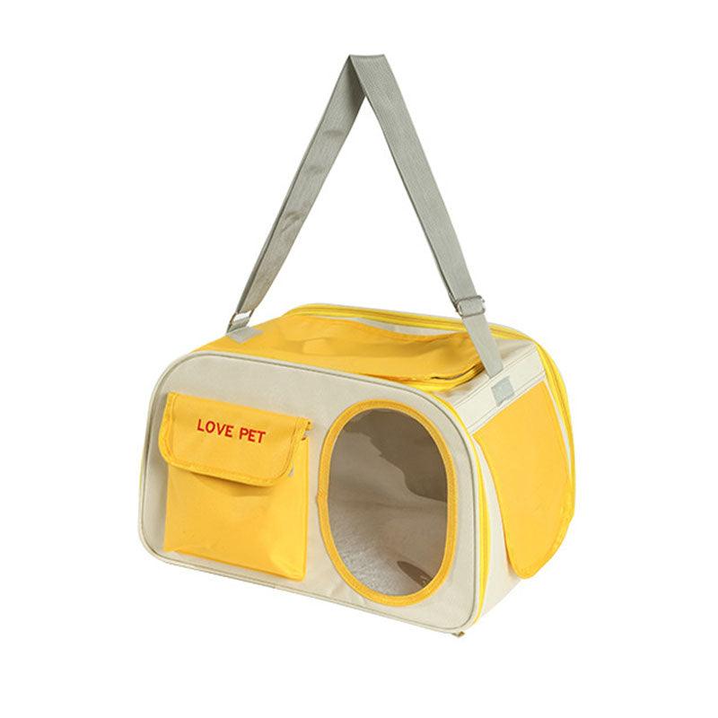 Large Cat Carrier Bag Breathable Portable Oxford Foldable Tote Yellow Pet Handbag