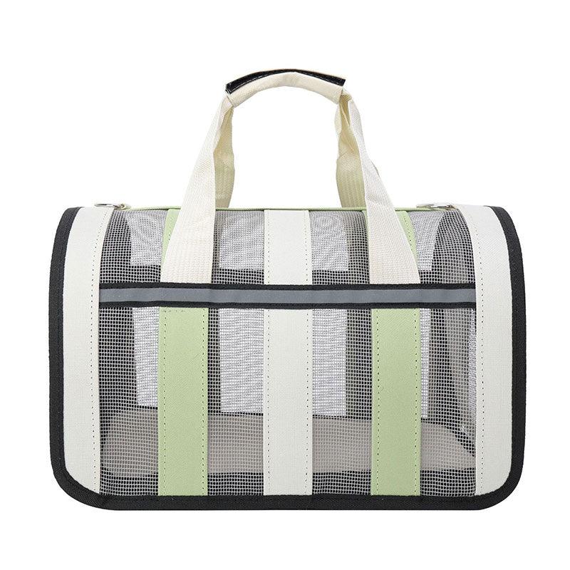 Large Cat Carrier Bag Oxford Cloth Breathable Foldable Green Portable Pet Handbag