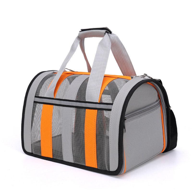 Large Cat Carrier Bag Oxford Cloth Breathable Foldable Orange Portable Pet Handbag