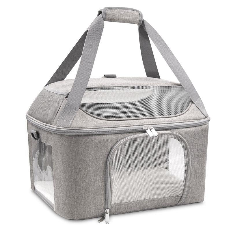 Cat Carrier Bag Breathable Outdoor Travel Tote Portable Foldable Box Grey Pet Handbag Backpack