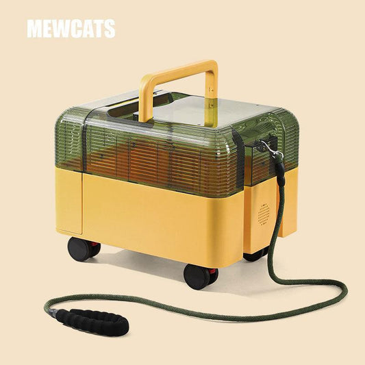 Large Space Cat Carrying Case With Wheels Tote Box - MEWCATS