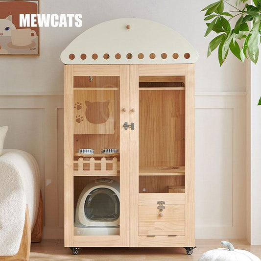 Large Space Cat Villa Furniture Wooden House