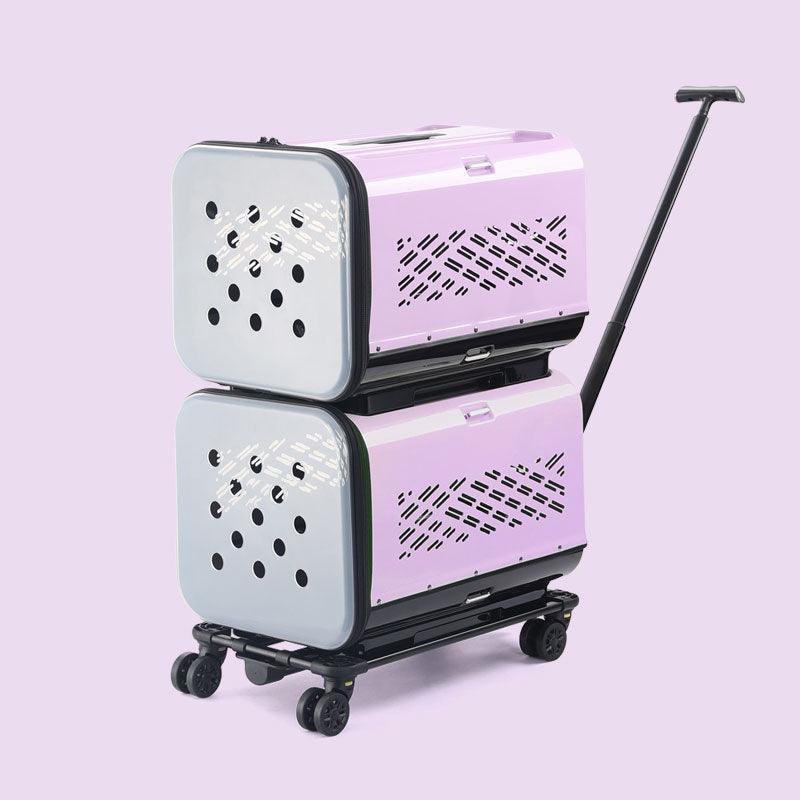 Large Space Double Layer Cat Trolley Case With Wheels - MEWCATS