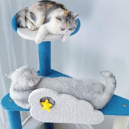 Large Luxury Star Cloud Cat Climbing Frame Tower Cute Cat Tree Sisal