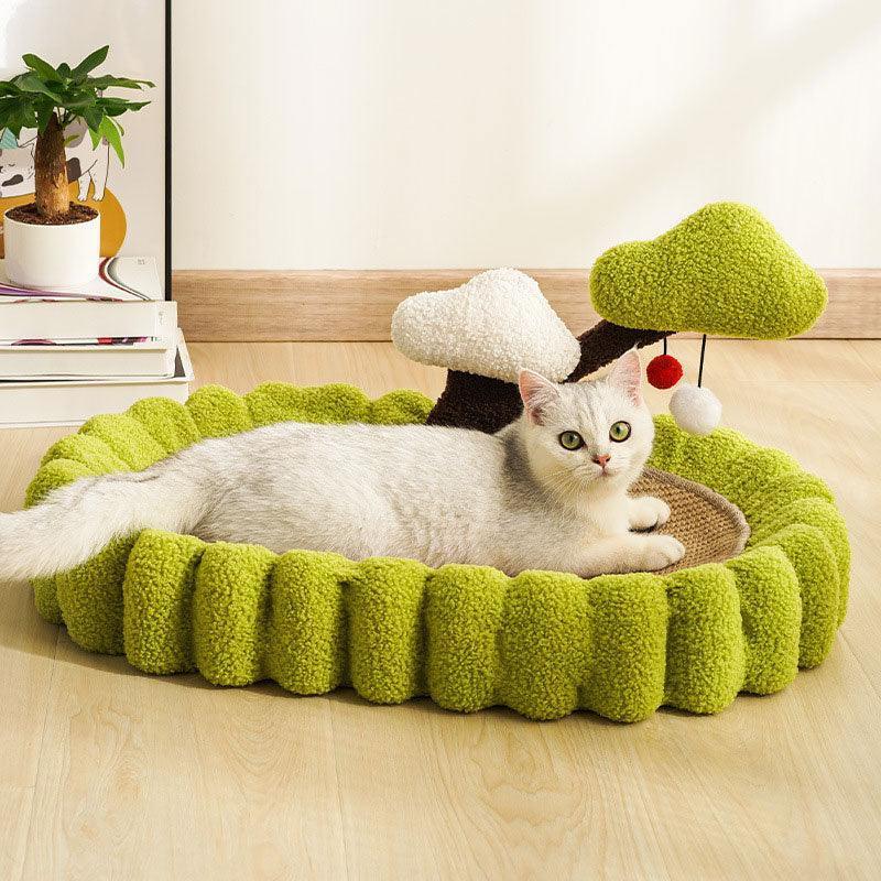 Lucky Tree Cat Scratching Board Green Ellipses Kitty Bed - MEWCATS