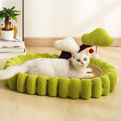 Lucky Tree Cat Scratching Board Green Ellipses Kitty Bed - MEWCATS