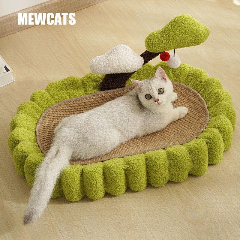 Lucky Tree Cat Scratching Board Green Ellipses Kitty Bed - MEWCATS
